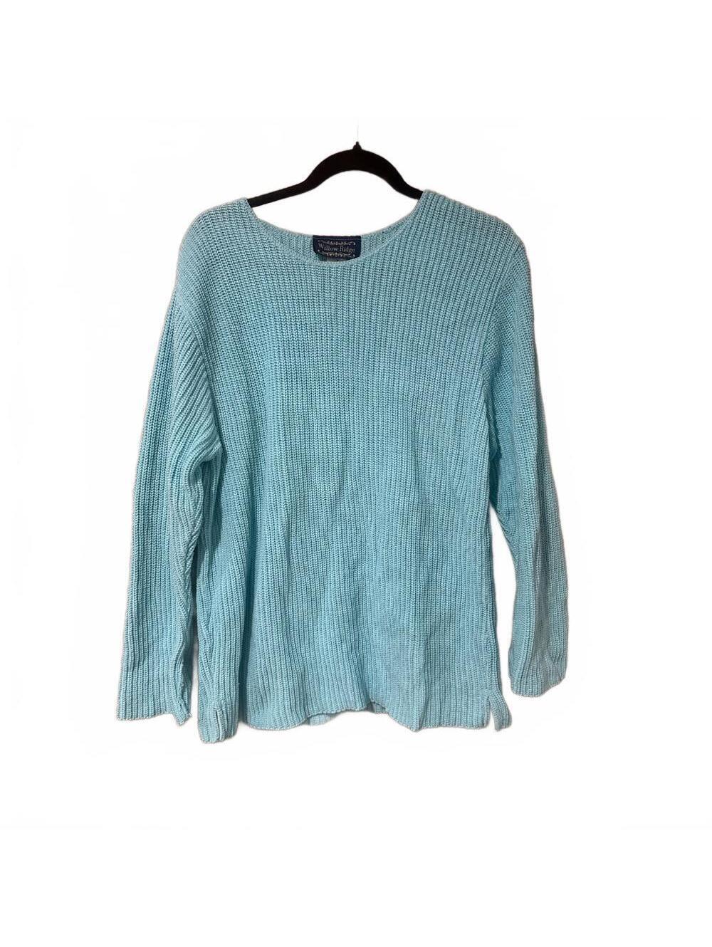 Willow Ridge Aqua Ribbed Knit Sweater